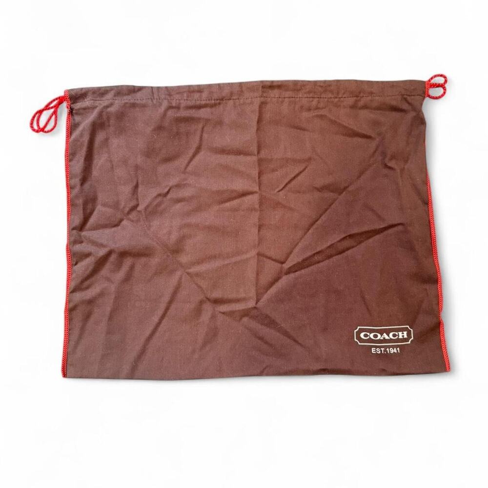 COACH Dust Bag Protective Purse Cover Brown Storage Red Edge Drawstring 15 x 19